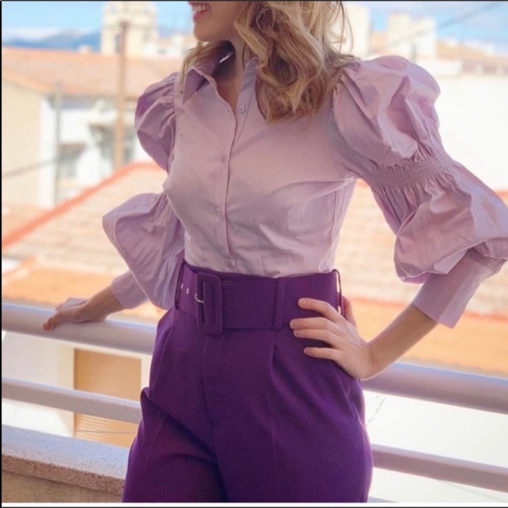 ZARA LILAC POPLIN SHIRT XS NWT